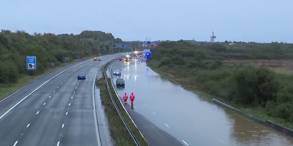 Torrential Rain Triggers Major Flooding Across England Leaving Drivers Stranded on the M5 Motorway in Gloucestershire as Emergency Services Work to Rescue Them