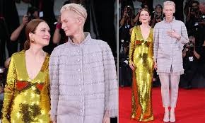 Julianne Moore dazzles in gold sequin dress alongside Tilda Swinton’s unique style at The Room Next Door premiere during the 81st Venice Film Festival in Italy