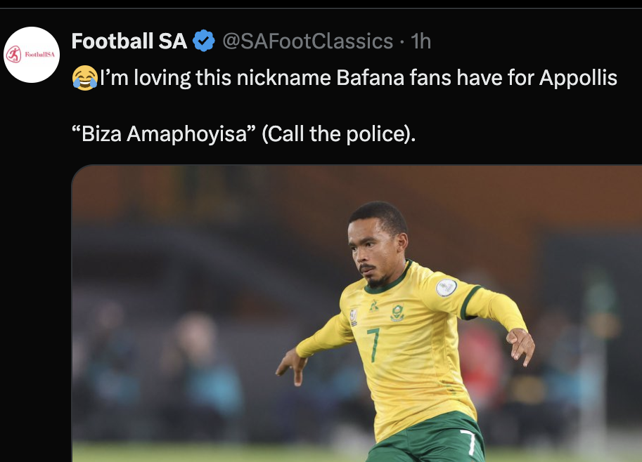 Oswin Appollis Scores Twice for Bafana Bafana in South Sudan, Earns New Nickname “Biza Amaphoyisa” as Transfer Deal with Algerian Club MC Alger Faces Uncertain Future