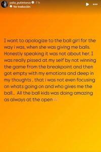 Putintseva's Apology