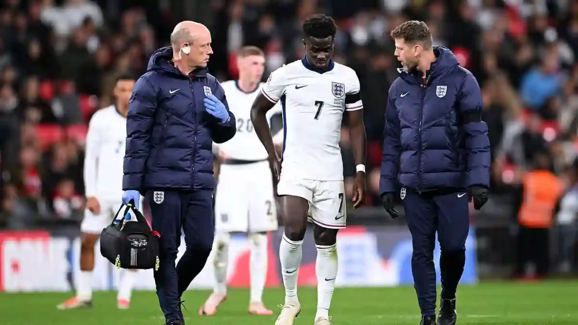 England Forward Bukayo Saka’s Injury Raises Alarm for Arsenal Ahead of Upcoming Matches Following Greece Encounter at Wembley