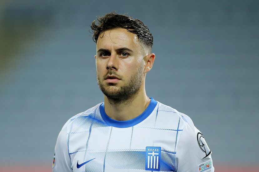 Greece National Football Team Honors Late Defender George Baldock by Wearing Black Armbands During Match Against England at Wembley Stadium