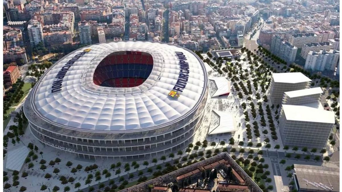 Barcelona’s Nou Camp renovation project showcases futuristic design and green energy plans as club eyes return to upgraded stadium later in the season